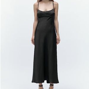 ‘Viral’ Zara Black Maxi Dress, Satin, Size S